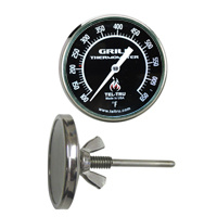 Tel-Tru -  Black Dial Thermometer 2" Dial 2.13" Stem Length - 650F