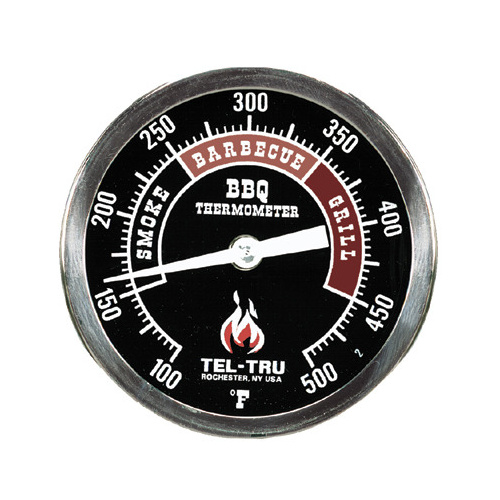 Tel-Tru - BQ300 Thermometer Black Dial 3 inch - Red Zone - 4 inch Stem 